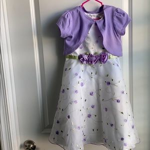 Little Girl Purple and White Dress